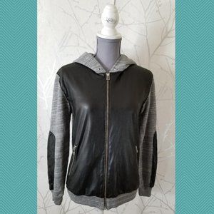 Wilfred Free Faux Leather Front Full Zip Hoodie
